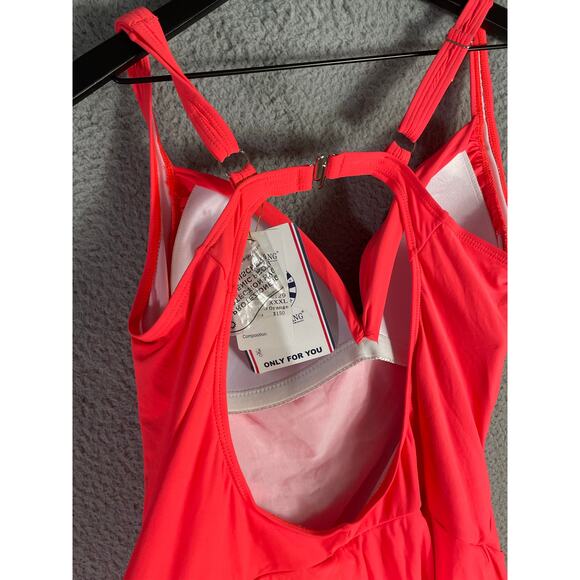 Red Swimdress 3XL One Piece Tummy Control Modest Swimwear Bathing Suit - Picture 7 of 12